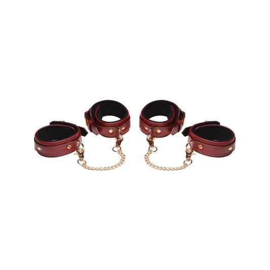 6 Pc PU Leather Bondage Set Burgundy