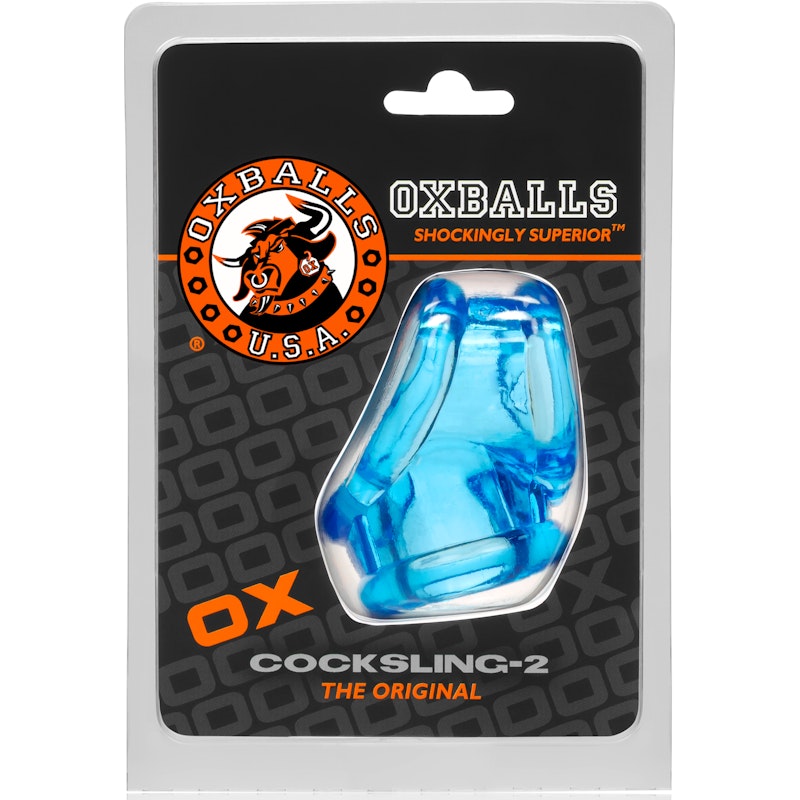 Rubber Cock & Ball Ring Cocksling 2 Blue - By OxBalls