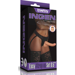 8.5 Inch Strap On Dildo & Adjustable Harness Black - By LoveToy