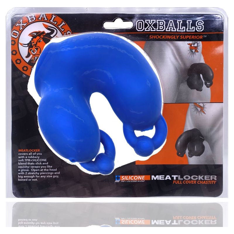 Meatlocker Rubber Cock Cage Blue - By Oxballs