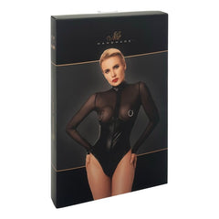 Wetlook and Mesh Body Suit With Nipple Rings