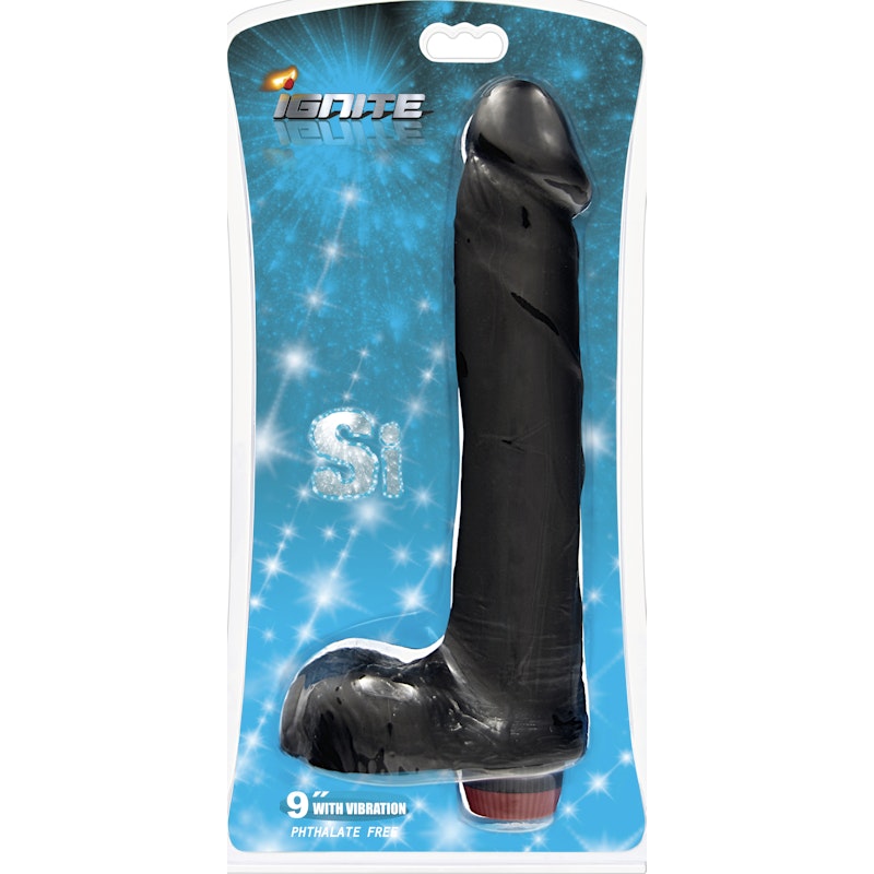 Cock With Balls & Vibration 9 inch Black - By Si Novelties