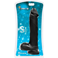 Cock With Balls and Suction Black 8 inch - By Si Novelties