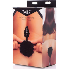 Black Rabbit Tail Anal Plug - By Tailz