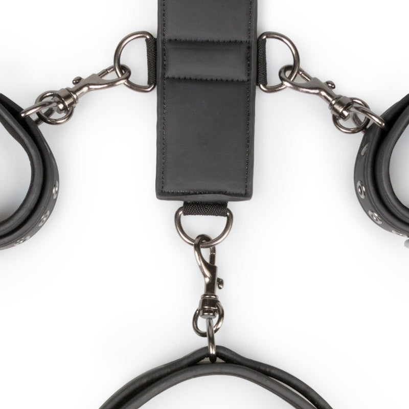 Neck and Wrist Cuffs Restraint Faux Leather Black