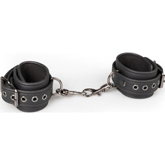 Neck and Wrist Cuffs Restraint Faux Leather Black