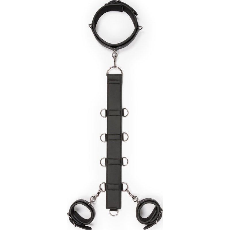 Neck and Wrist Cuffs Restraint Faux Leather Black