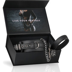 Fetish Kink Collar With Leash Black - By Easy Toys