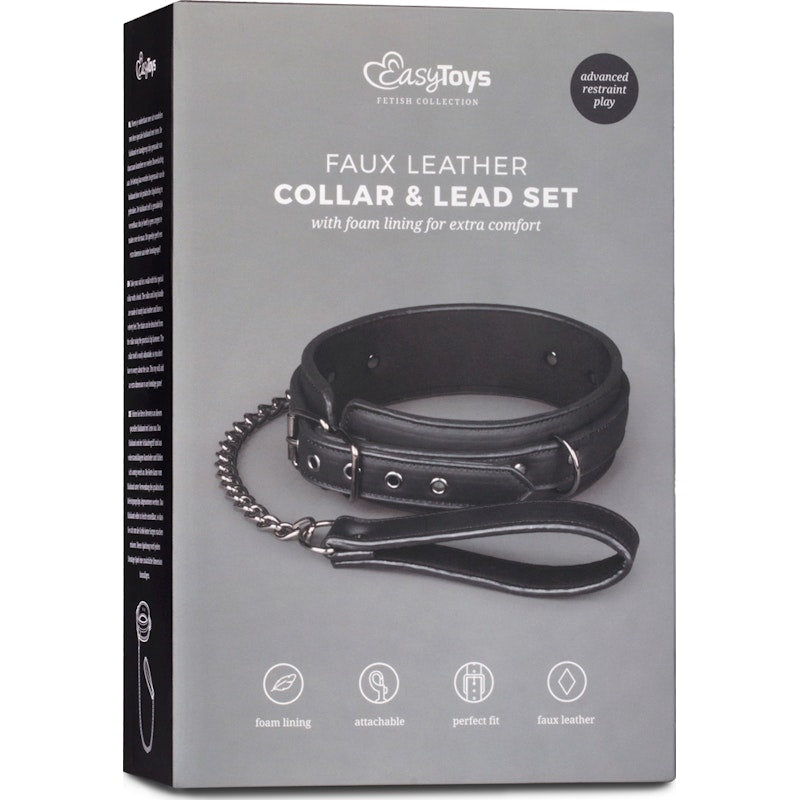 Fetish Kink Collar With Leash Black - By Easy Toys