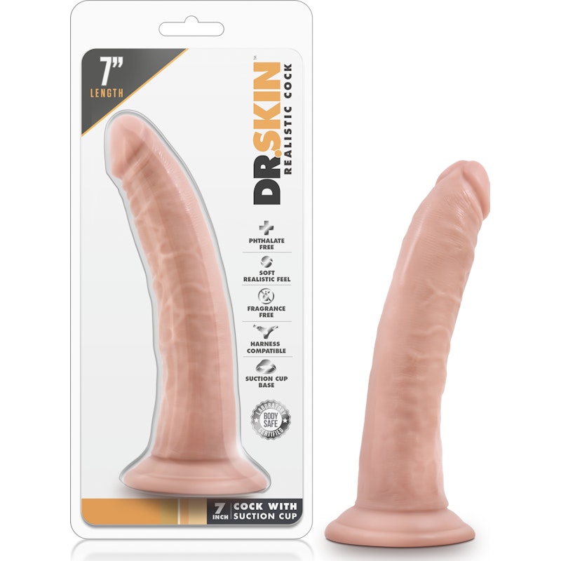 7 inch Realistic Dildo With Suction Cup Vanilla - By Dr Skin