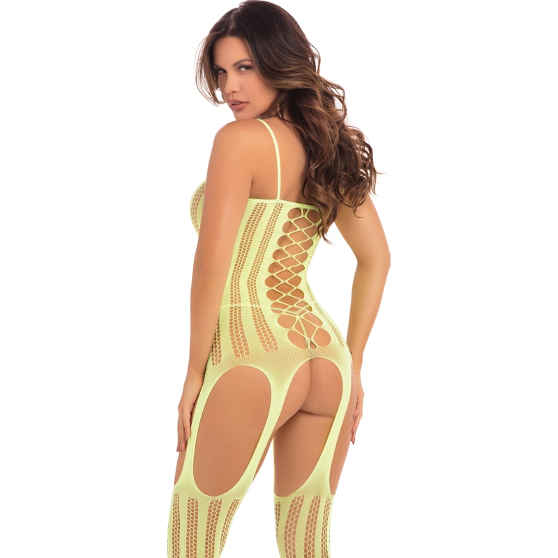 Fake News Mesh Bodystocking Yellow - By Pink Lipstick