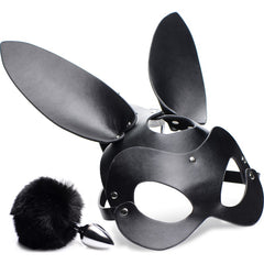 Rabbit Bunny Tail Anal Plug and Mask Set - By Tailz