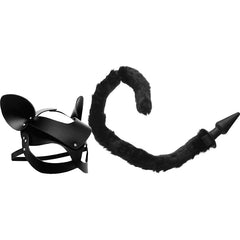 Cat Mask and Anal Plug Set Black - By Tailz