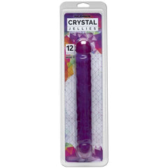 12 inch Crystal Jellies Double Ended Dildo - Purple