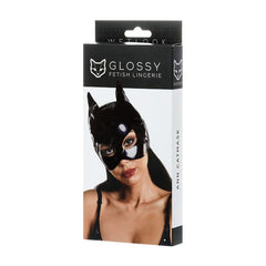 Glossy Black Wet-look Cat Mask