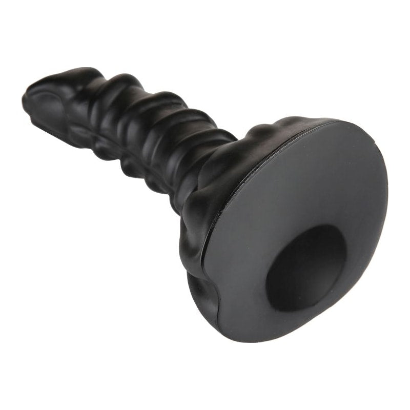 Ribbed Fantasy Anal Dildo Black Medium