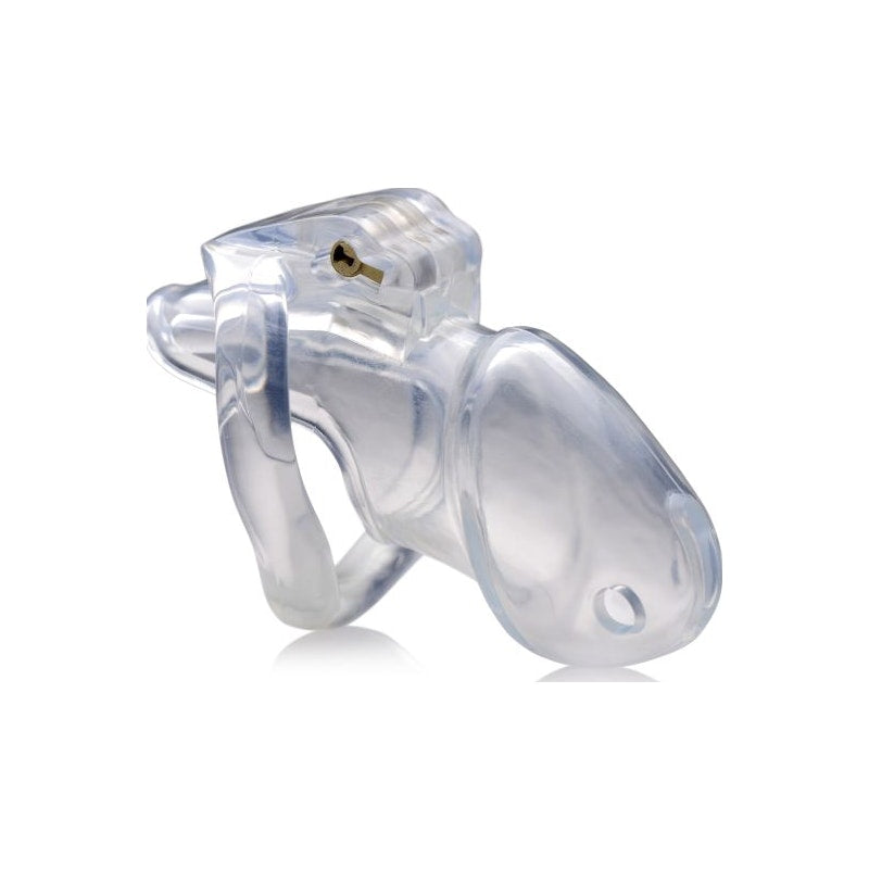 Male Cock Cage Clear Chastity Medium Size - By Master Series