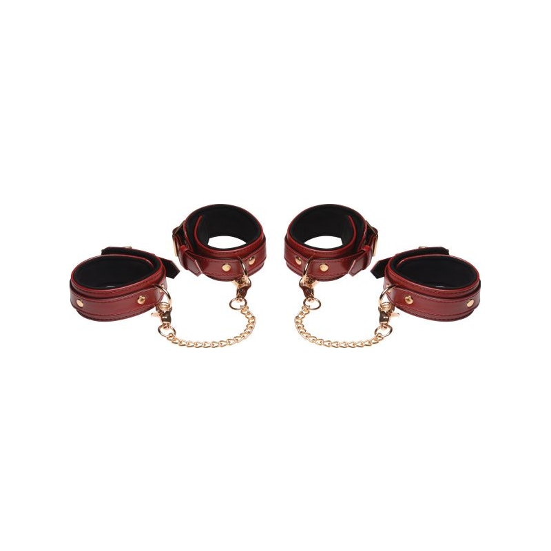 6 Pc PU Leather Bondage Set Burgundy