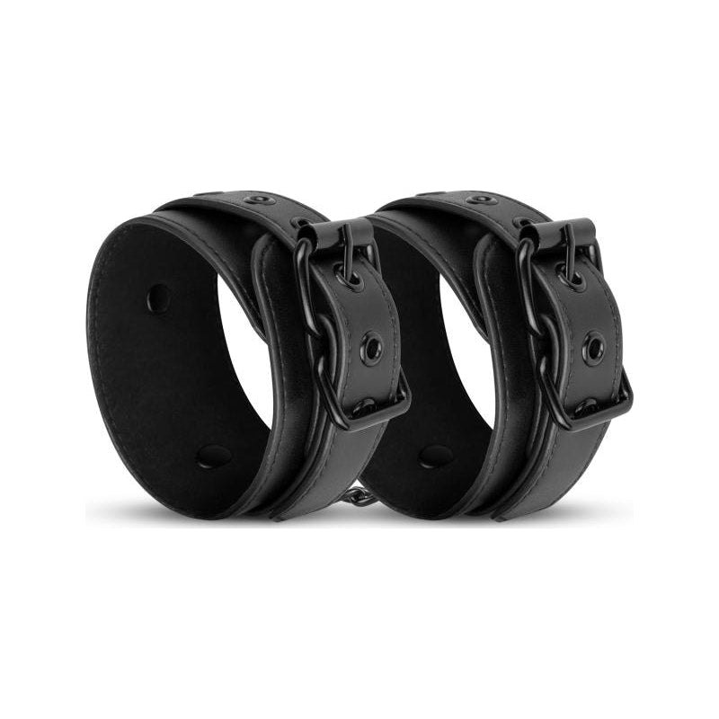 Faux Leather Handcuffs Black - By Bedroom Fantasies