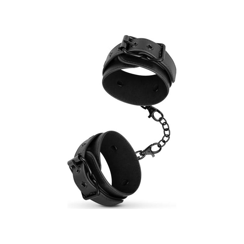 Faux Leather Ankle Cuffs Black - By Bedroom Fantasies